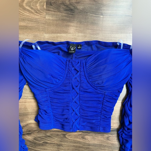 Blue Windsor Off the Shoulder Top - Picture 3 of 6